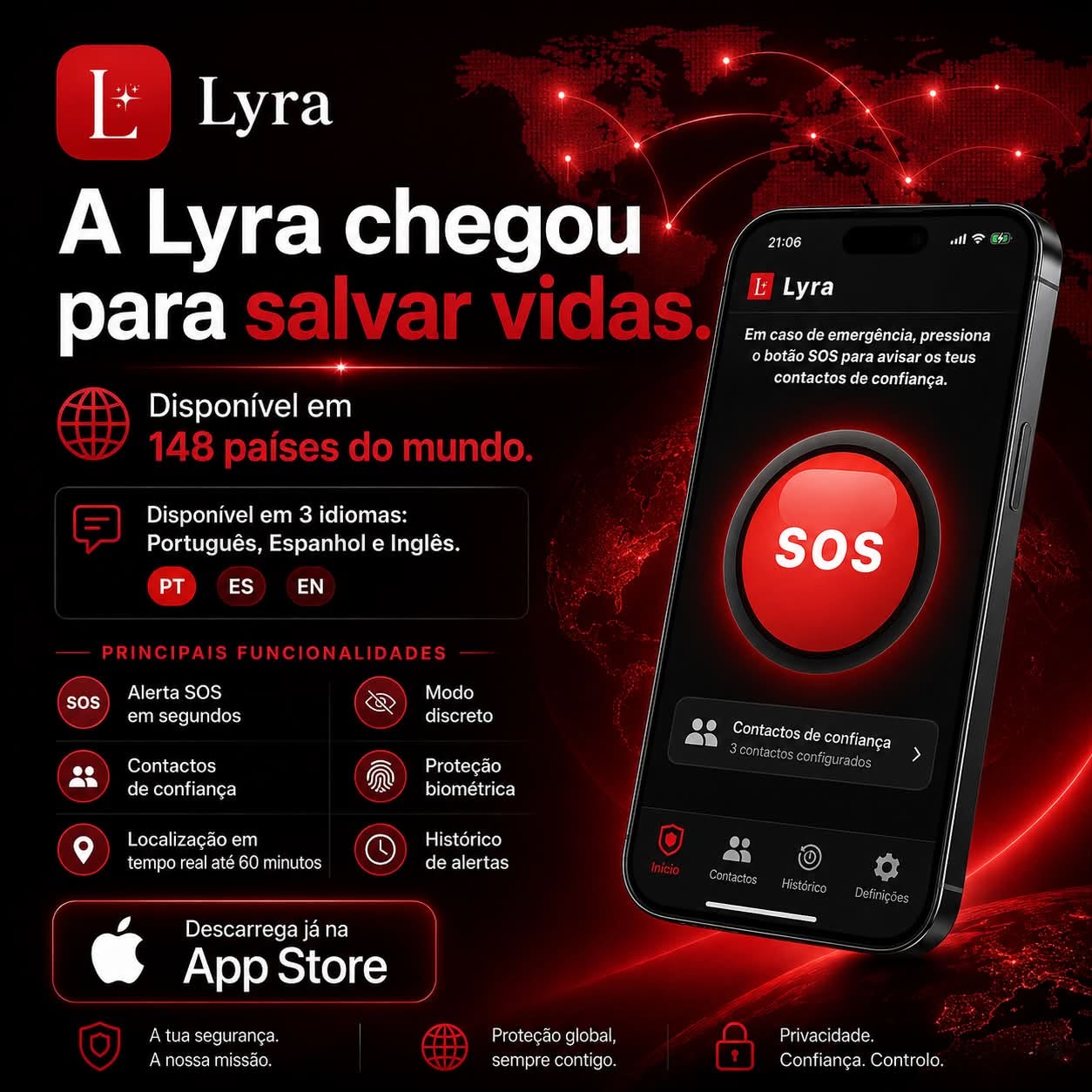 Imagem da Lyra com a frase A Lyra chegou para salvar vidas
