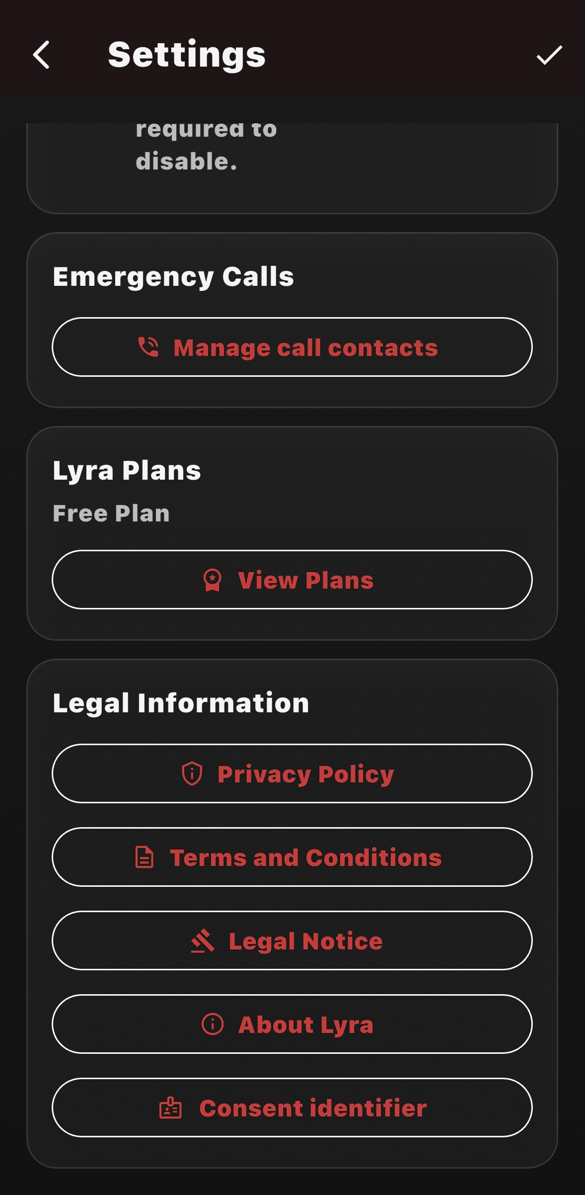 Settings with child mode and contacts